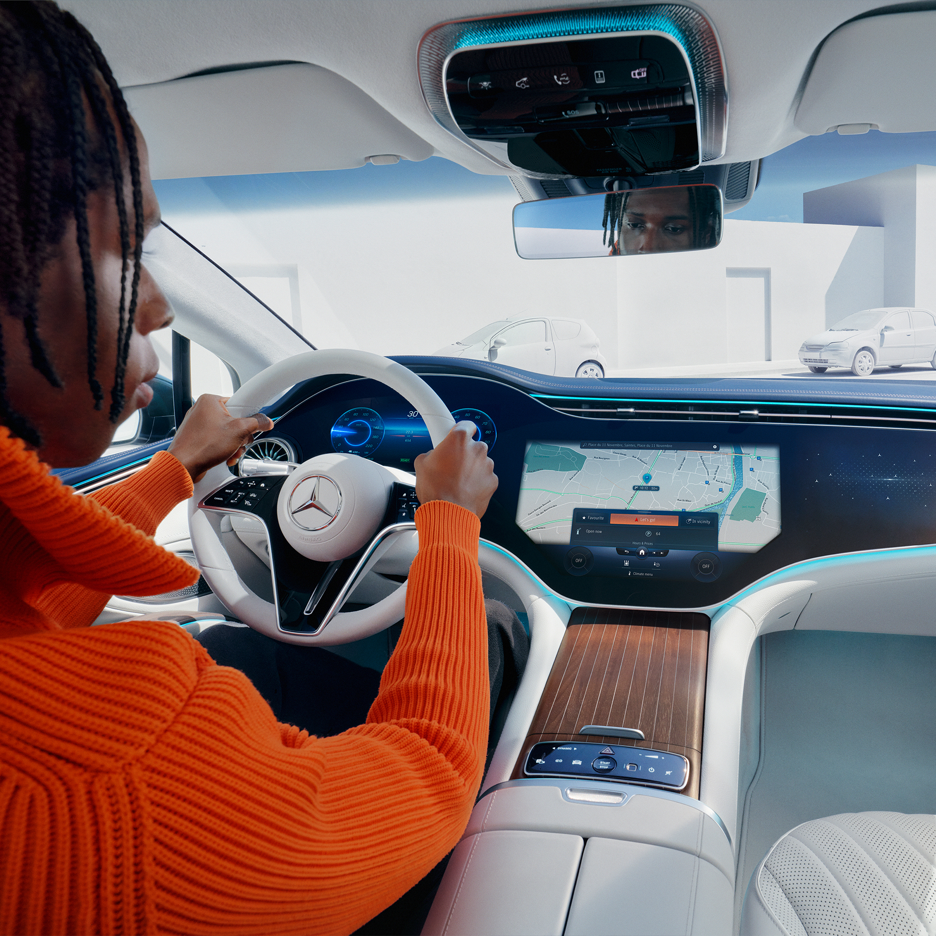MBUX Voice Assistant | Digital Extras | Mercedes-Benz Man using the MBUX Voice Assistant in his vehicle.