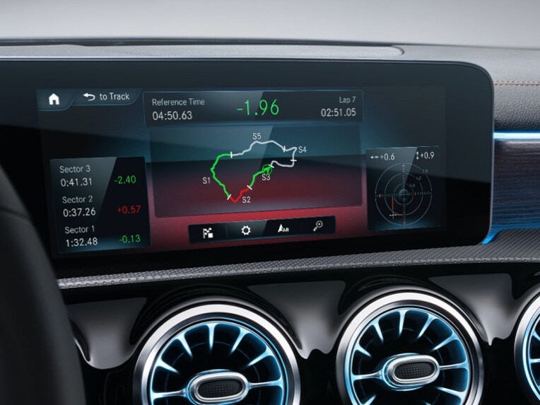 The AMG TRACK PACE in the display of your Mercedes-Benz.
