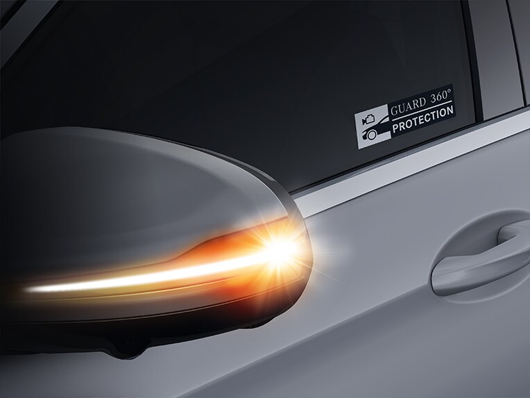 An illustration of how GUARD 360° vehicle protection works in the Mercedes-Benz A-Class Hatchback.