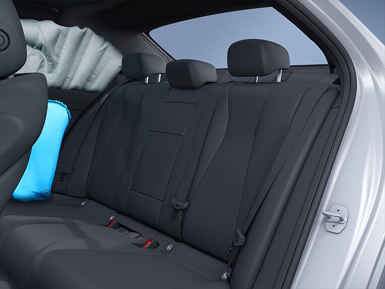 An illustration showing how the sidebags in the rear work in the Mercedes-Benz A-Class Saloon.