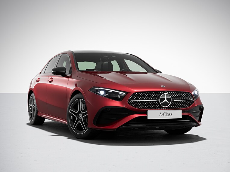 The exterior of the Mercedes-Benz A-Class Saloon with the AMG Line equipment line.