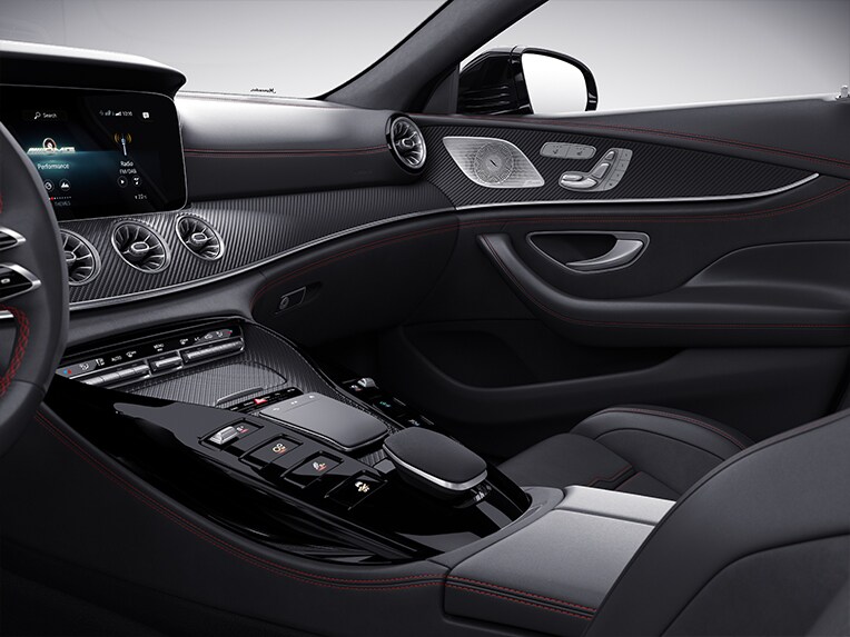 AMG matt carbon-fibre trim in the Mercedes-AMG GT 4-door Coupé.