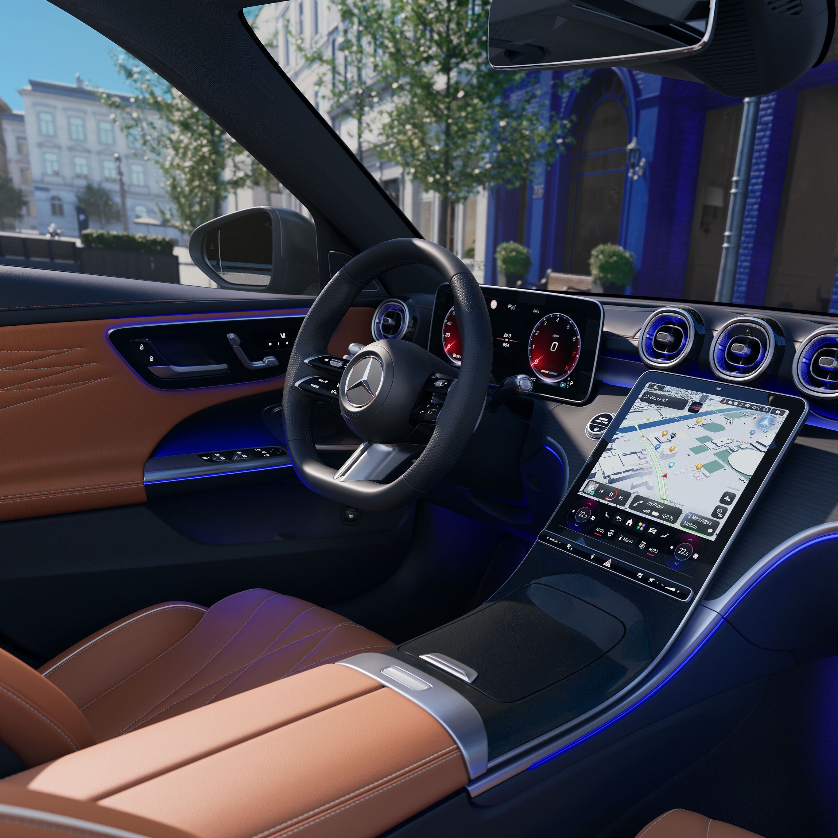The interior of the new C-Class Saloon from Mercedes-Benz.