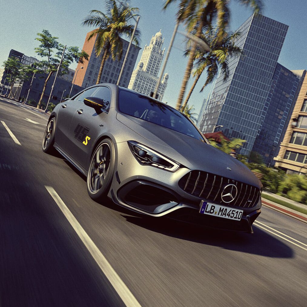 The Mercedes-AMG CLA 45 S 4MATIC+ Coupé Final Edition in MANUFAKTUR mountain grey MAGNO or Night Black.