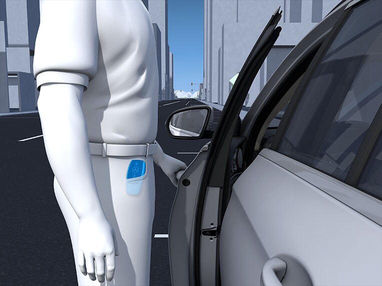 Graphic representation of KEYLESS-GO in the new Mercedes-Benz CLE Coupé.