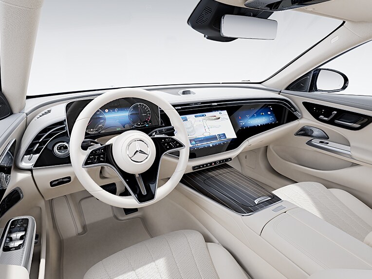 The interior of the new E-Class Saloon from Mercedes Benz with the EXCLUSIVE equipment line.