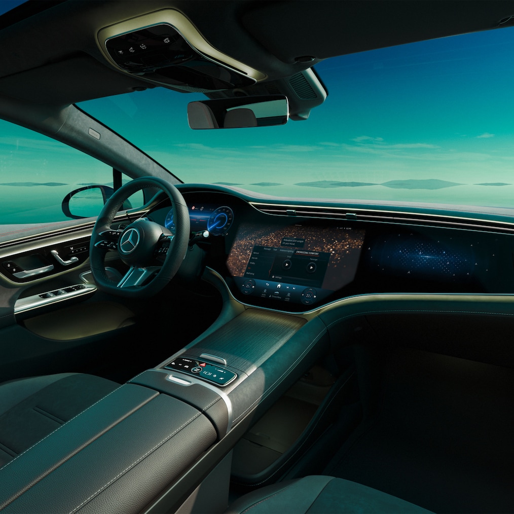 The interior of the EQE Saloon from Mercedes-Benz.