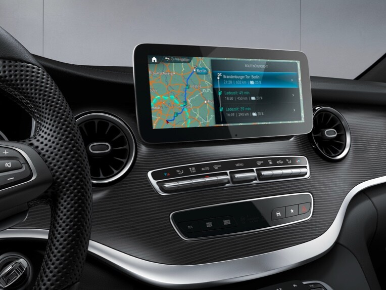 You can visualise your current range on the media display and in the Mercedes me App via the Range on Map.