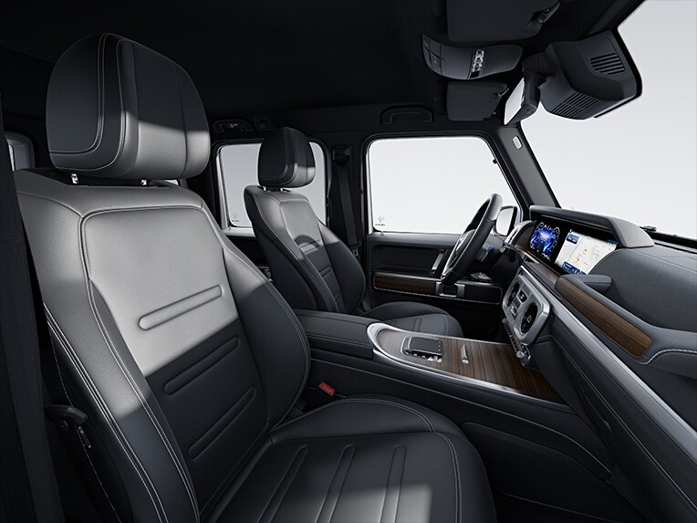 The Mercedes-Benz all-electric G-Class with standard equipment in the vehicle interior.