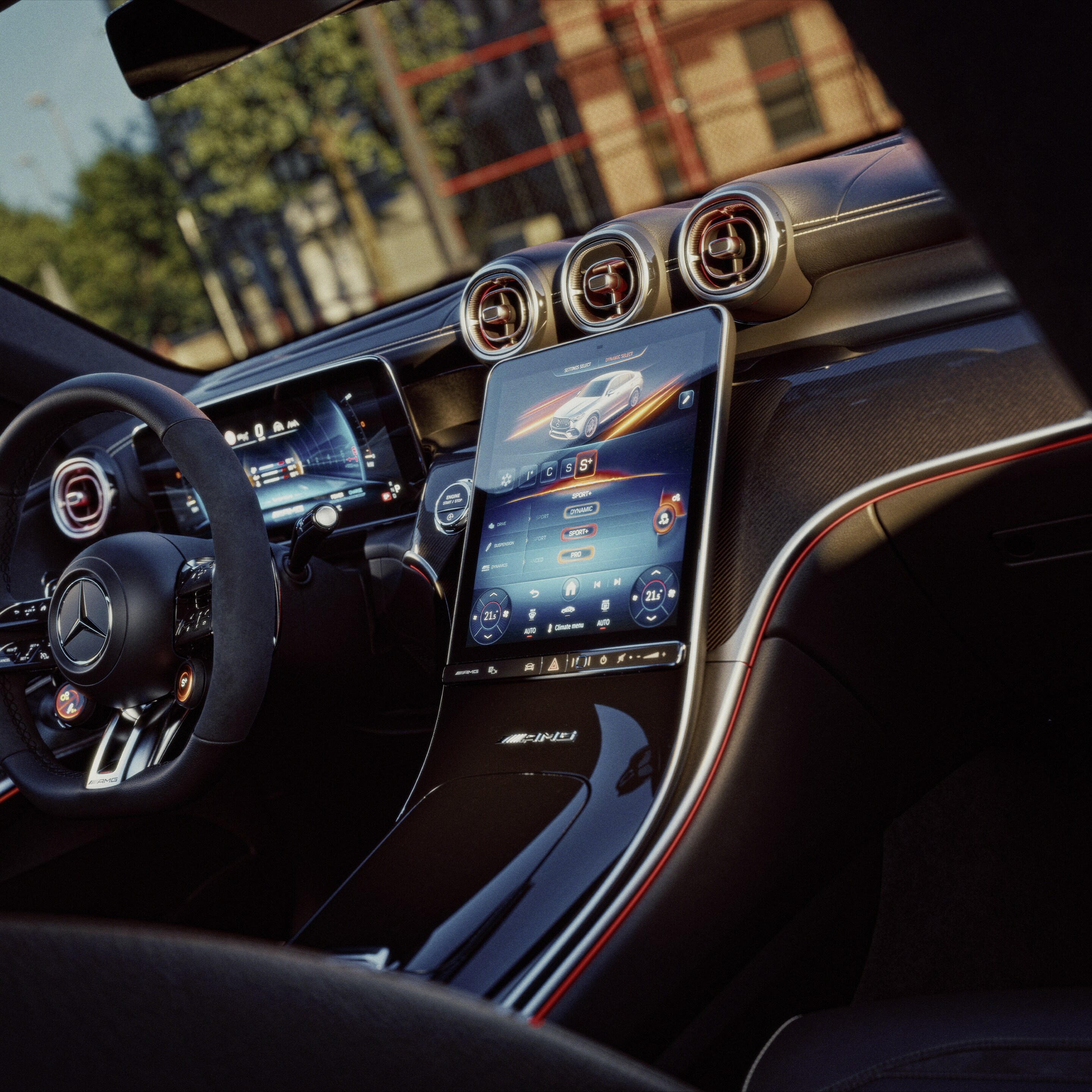 The interior of new Mercedes-AMG GLC Coupé.