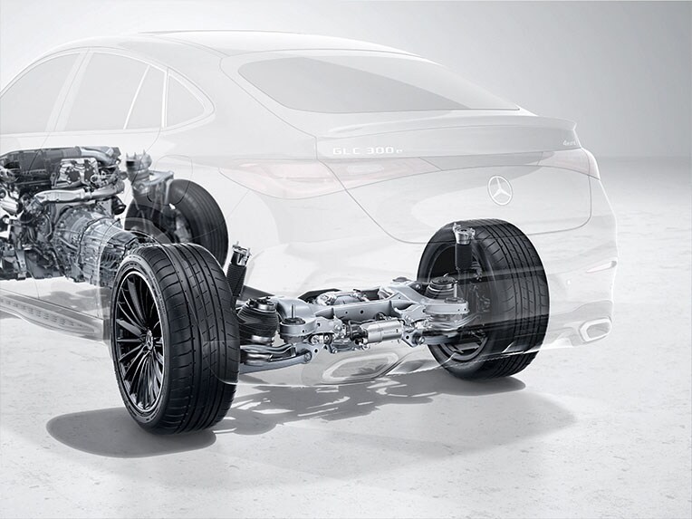 The rear axle steering of the new Mercedes-Benz GLC Coupé.