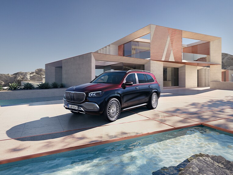 Angled front view of the Mercedes-Maybach GLS.