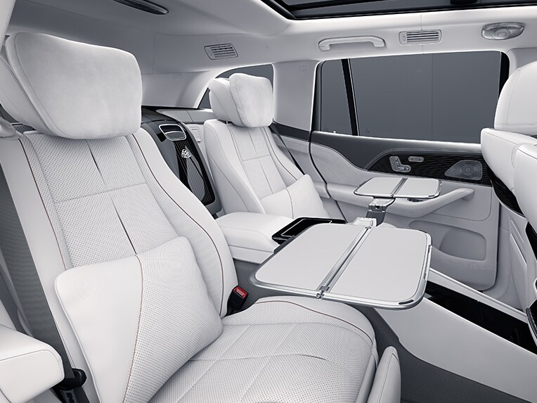 The rear with multicontour seats in the Mercedes-Maybach GLS.