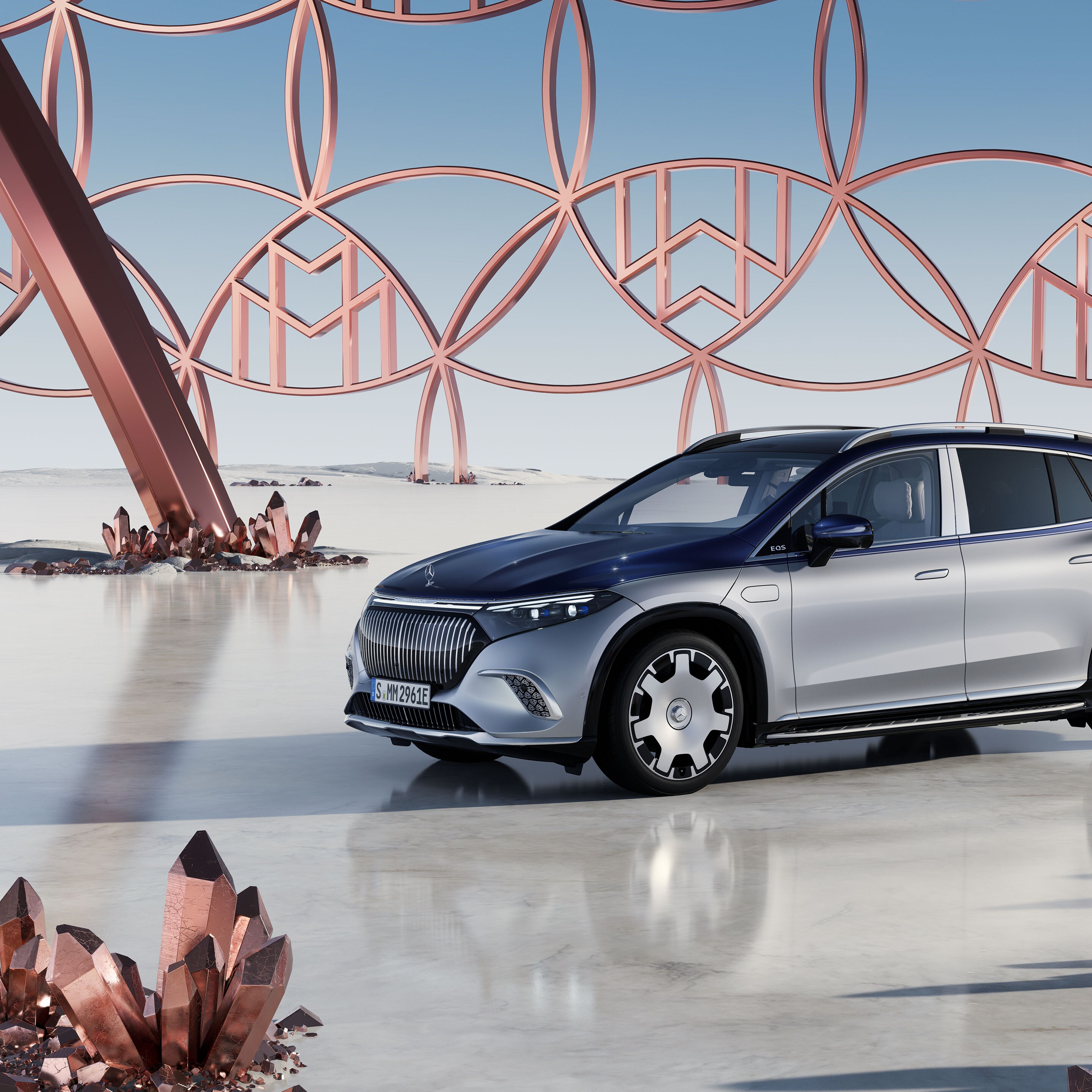 Side view of the Mercedes-Maybach EQS SUV.