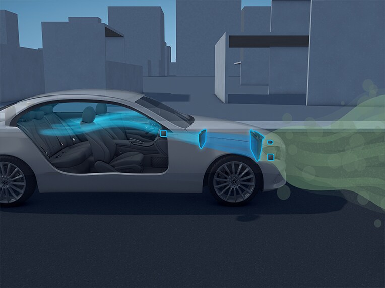 An illustration of the ENERGIZING AIR CONTROL of the Mercedes-Maybach EQS SUV.