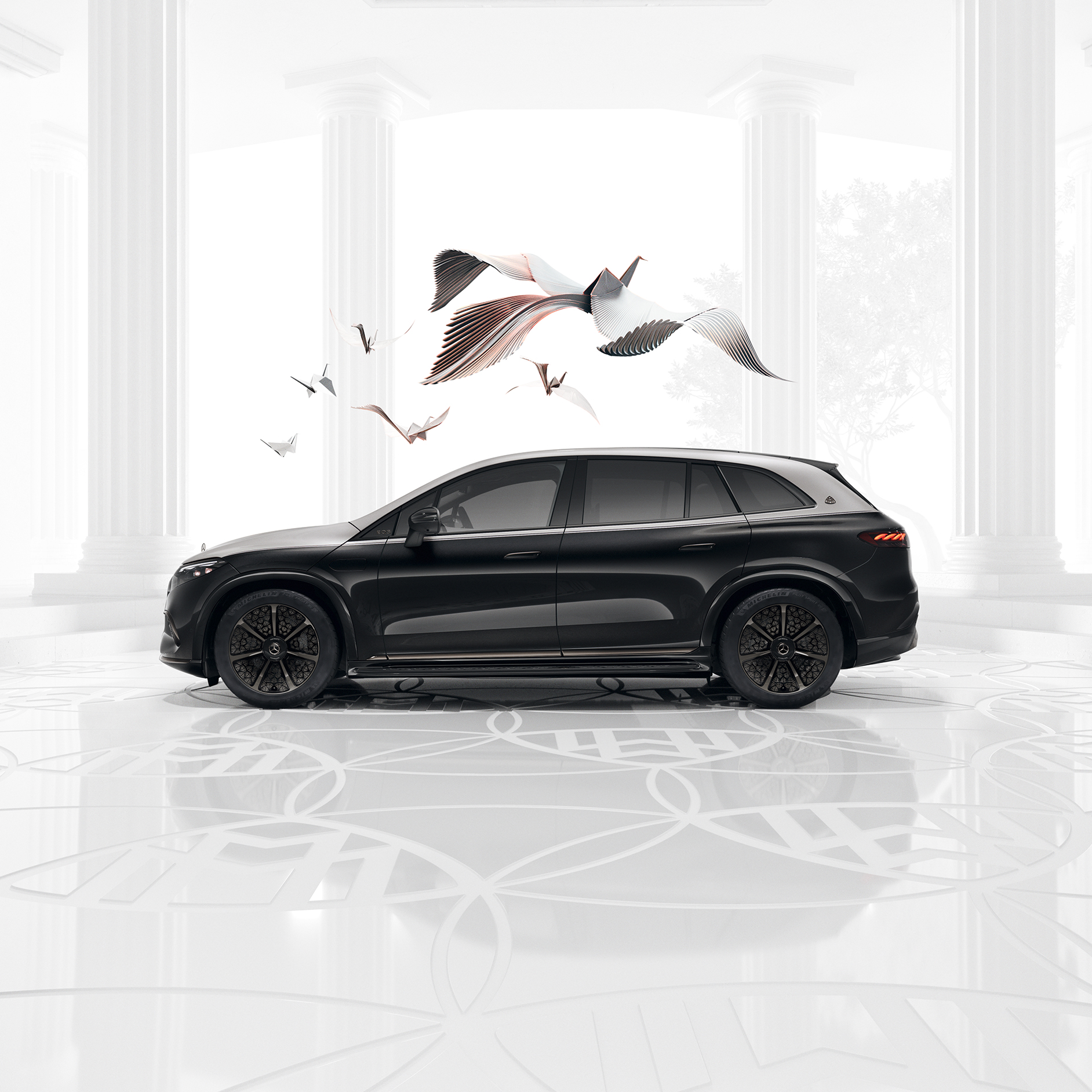 Night Series | EQS SUV | Mercedes-Maybach The Mercedes-Maybach EQS SUV electric car with Night Series line.