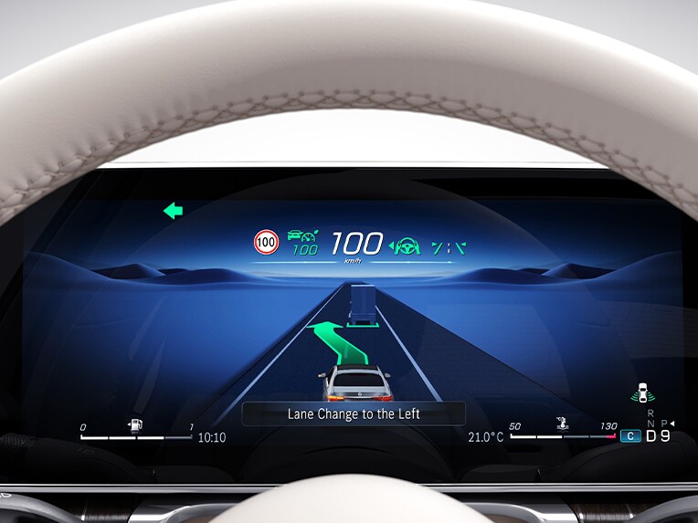 The driver display of the Mercedes-Benz S-Class Saloon.