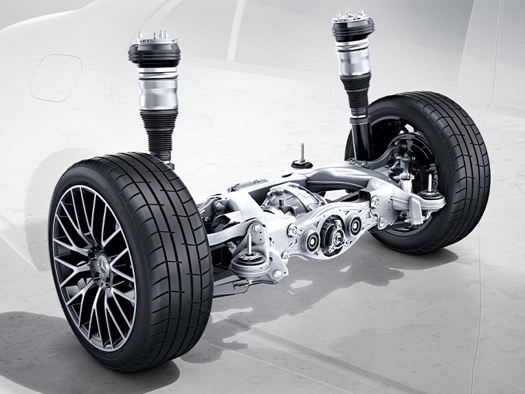 The rear-axle steering of the Mercedes-Benz S-Class Saloon.