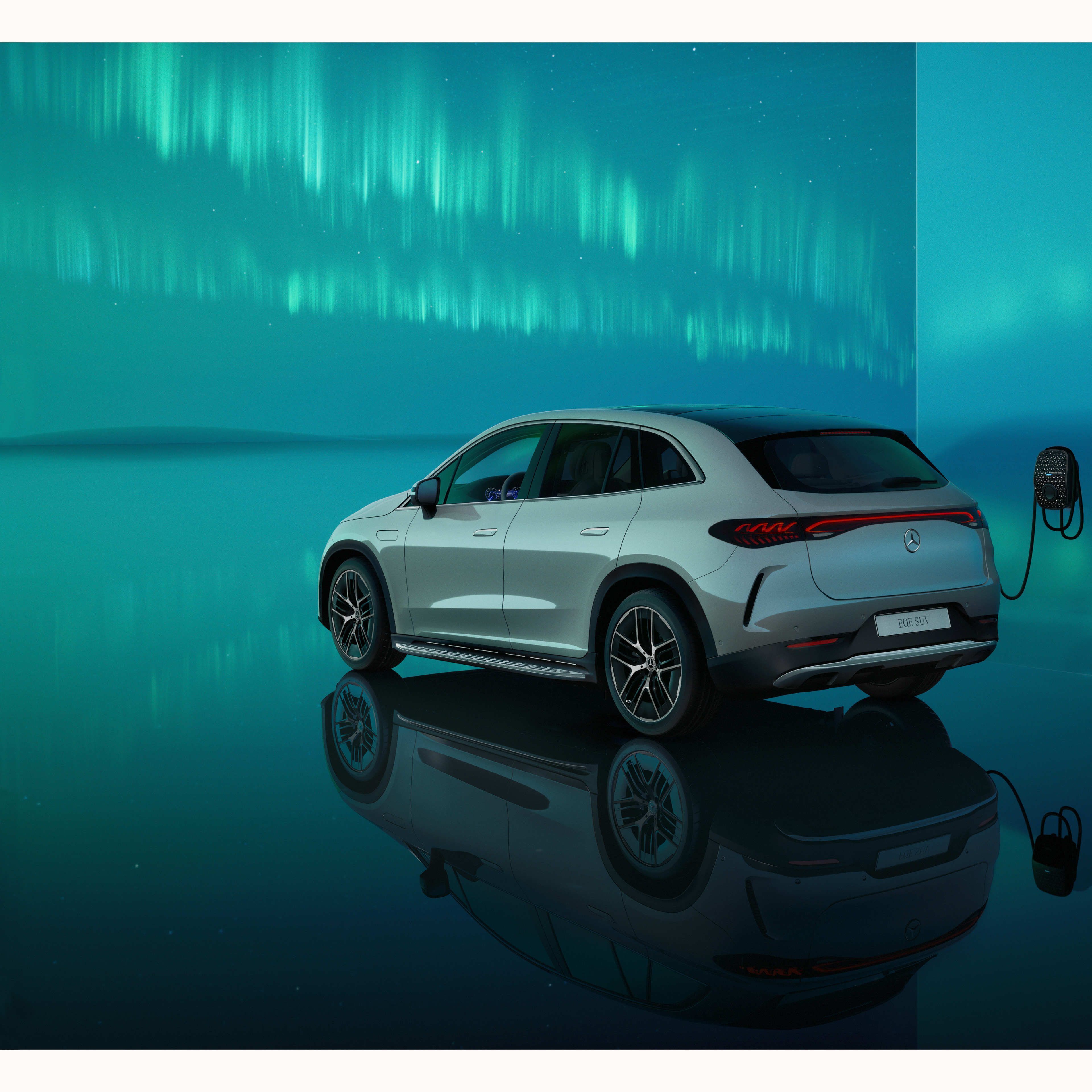 Electromobility | Mercedes-Benz Rear side view of the EQE from Mercedes-Benz.