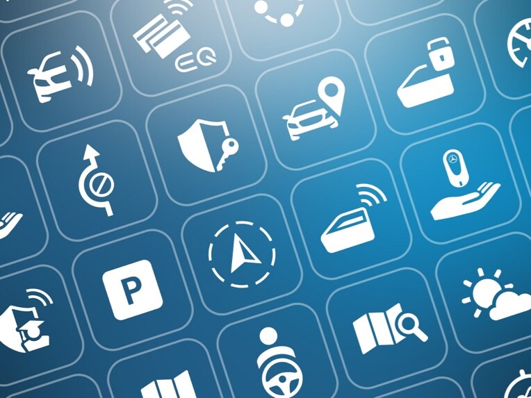 The icons of the various Mercedes-Benz digital extras can be seen here.