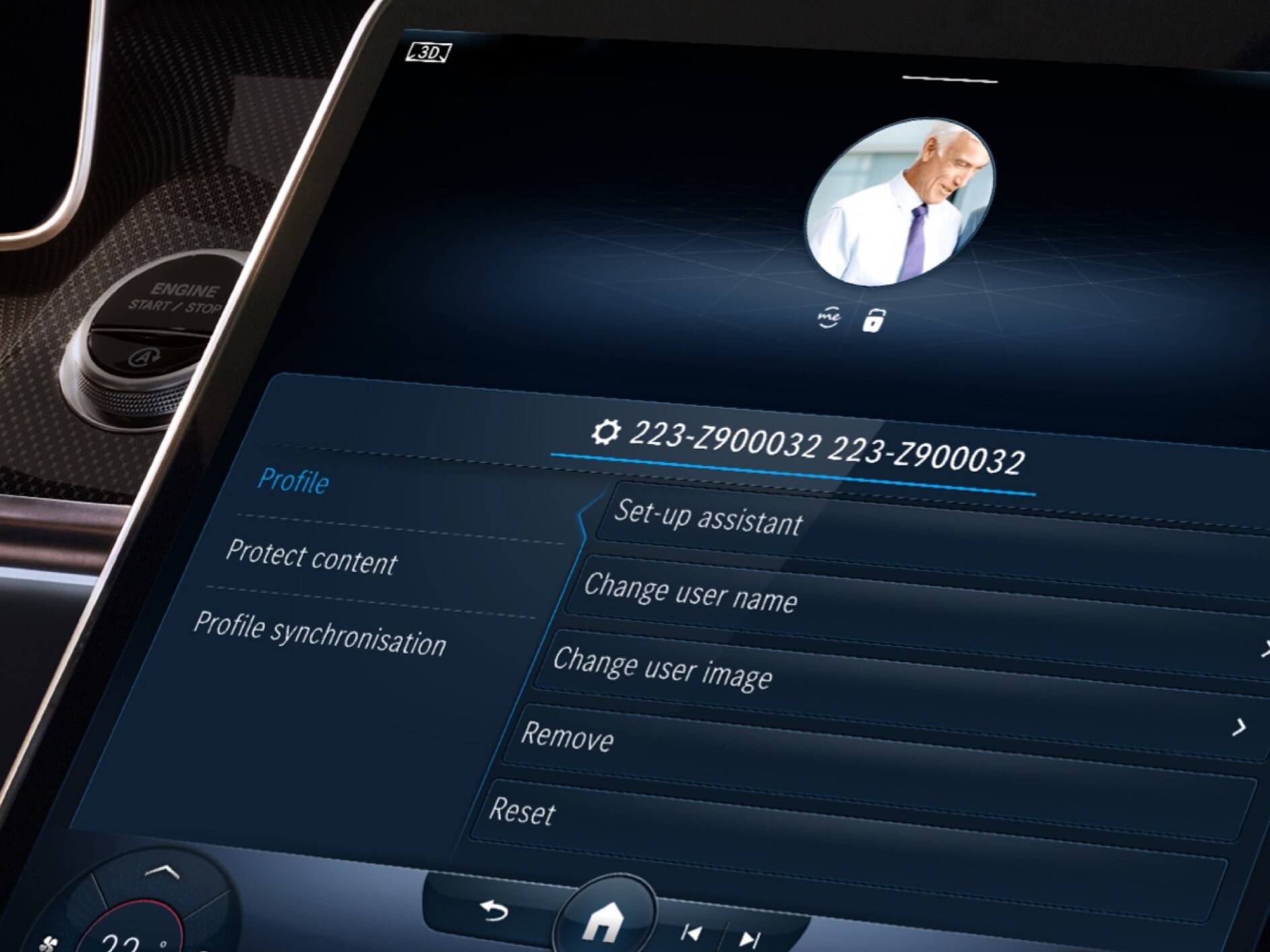 A personal profile is created on the screen of the MBUX multimedia system with the Personalisation Digital Extra.