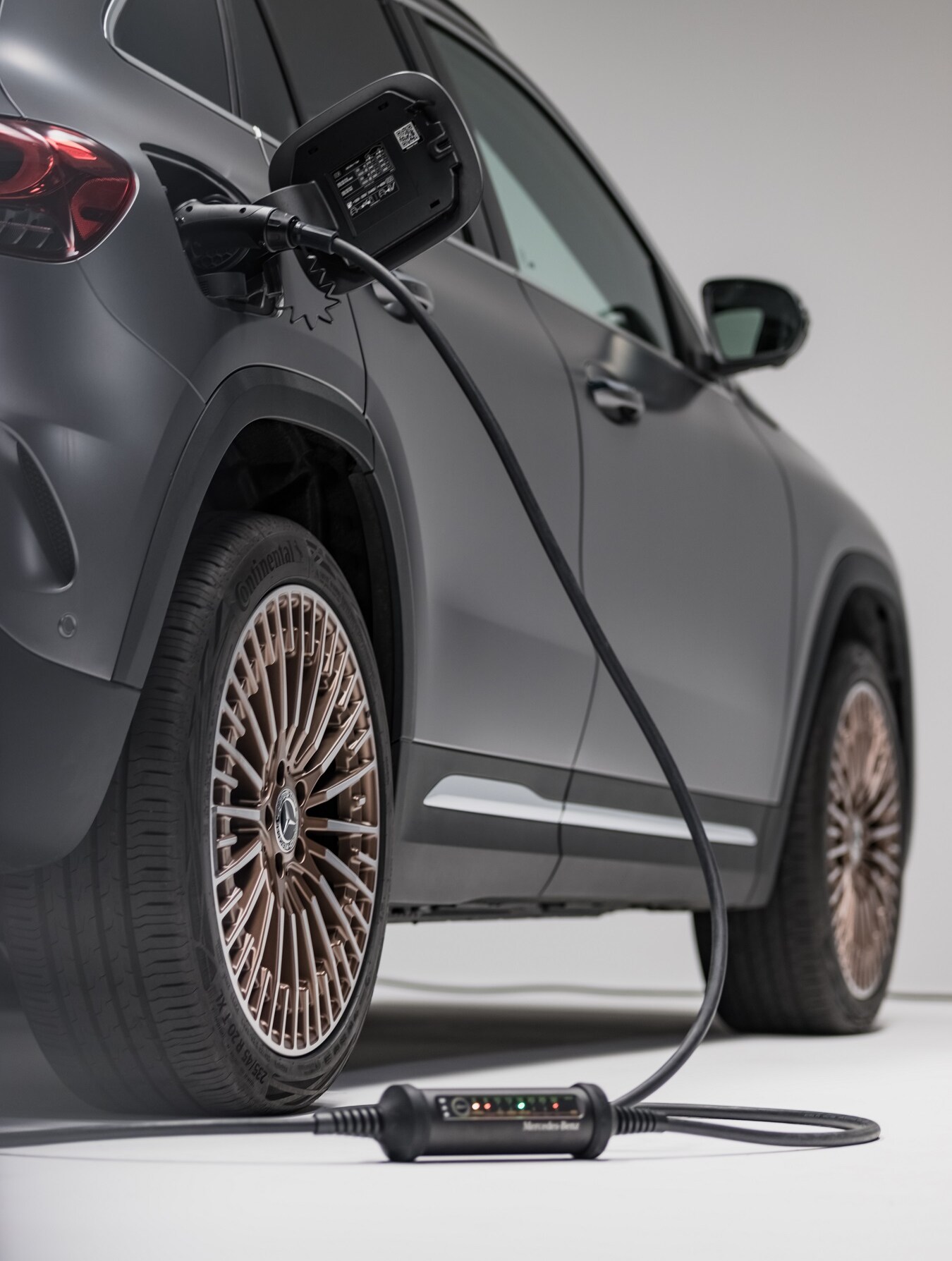 A Mercedes-Benz EQA being charged via the Flexible Charging cable.