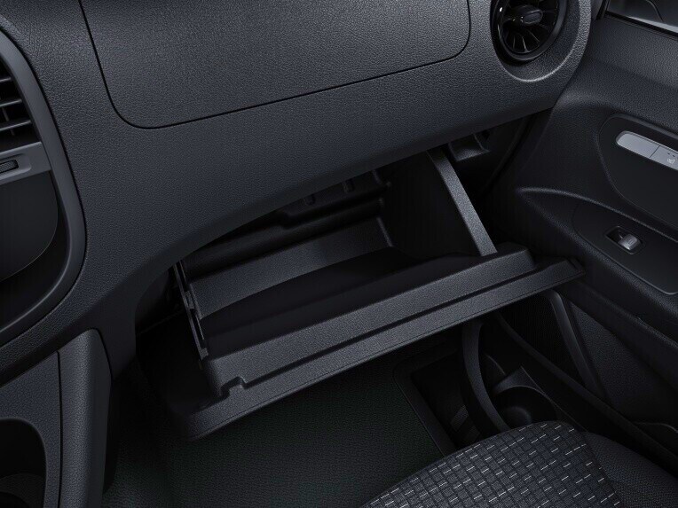 The lockable glove compartment provides safe storage for personal items or documents.
