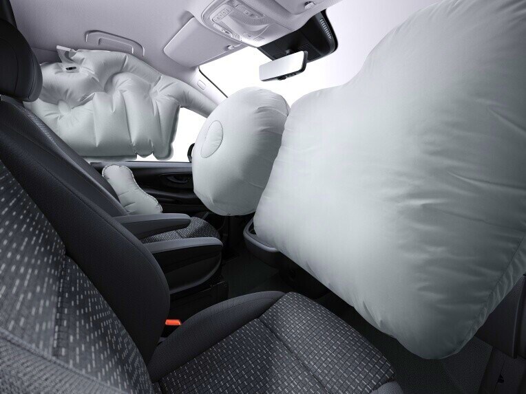 The front airbags can help protect the head and upper body of the driver and front-seat passengers in the event of a collision.
