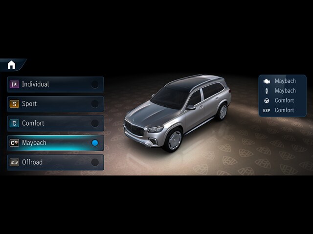 The Mercedes-Maybach drive program, displayed on a tablet.