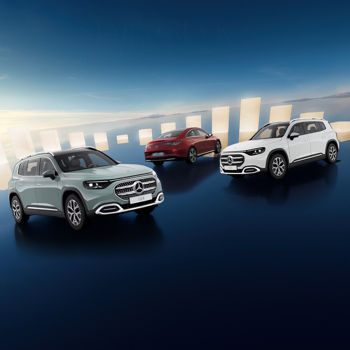 Promotional  featuring a range of Mercedes-Benz electric SUVs