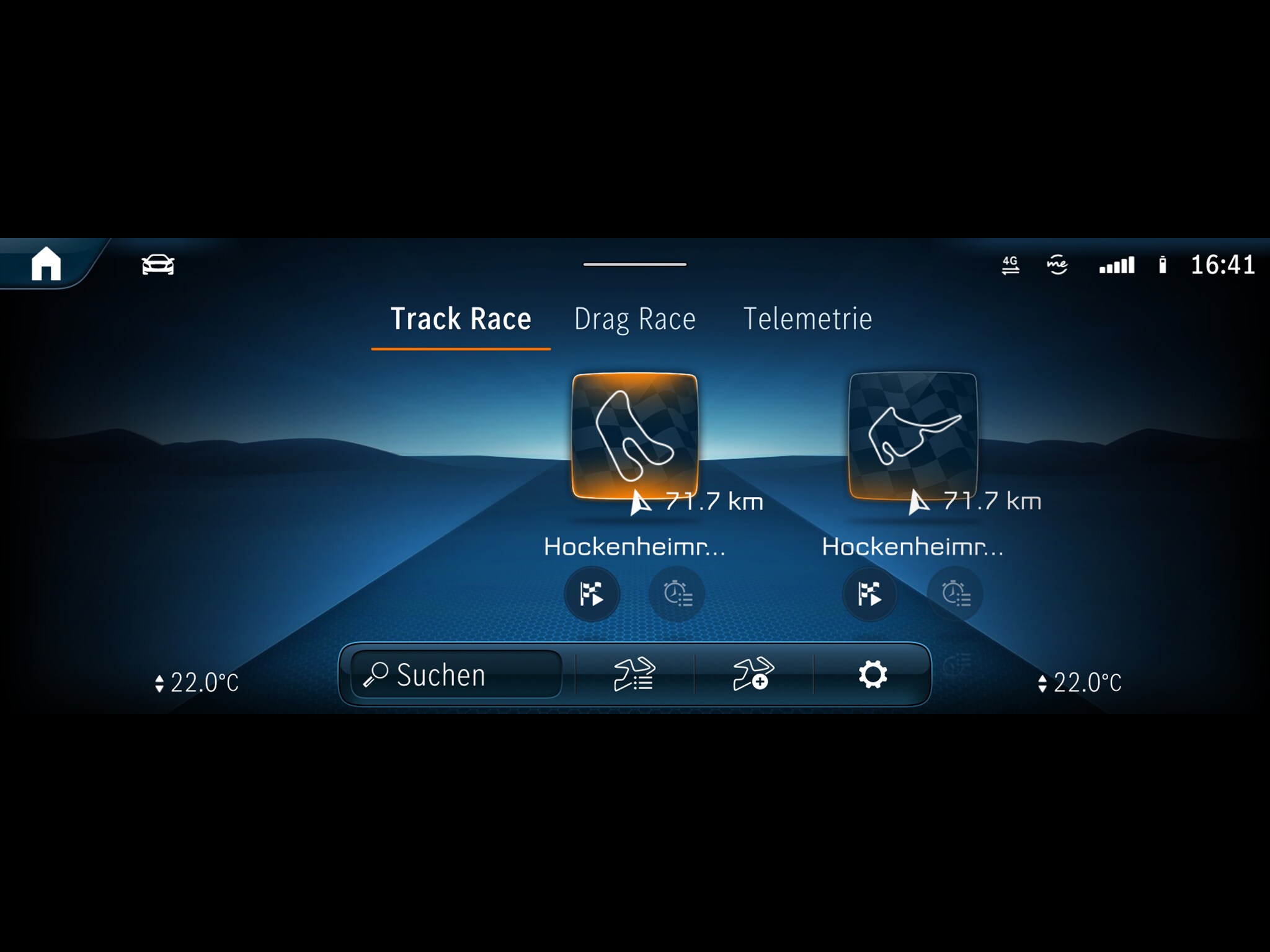 The AMG TRACK PACE in the media display of the CLA by Mercedes-AMG.