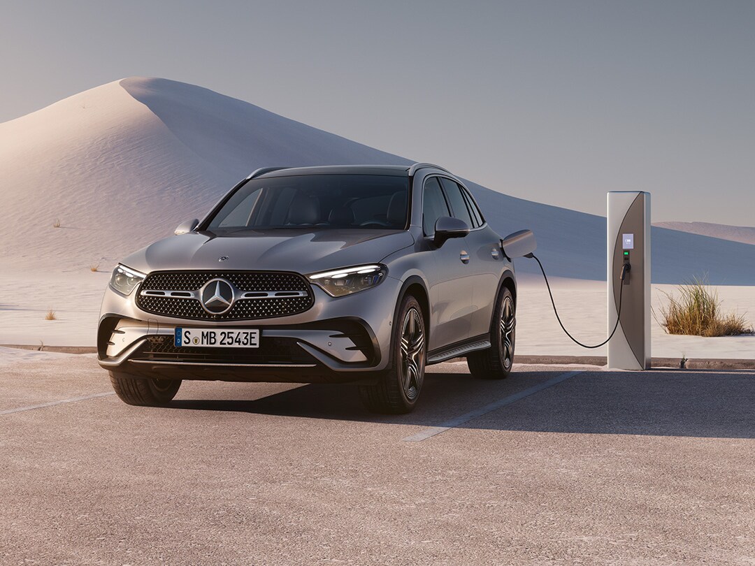 The image shows a rear view of the EQE from Mercedes-EQ.