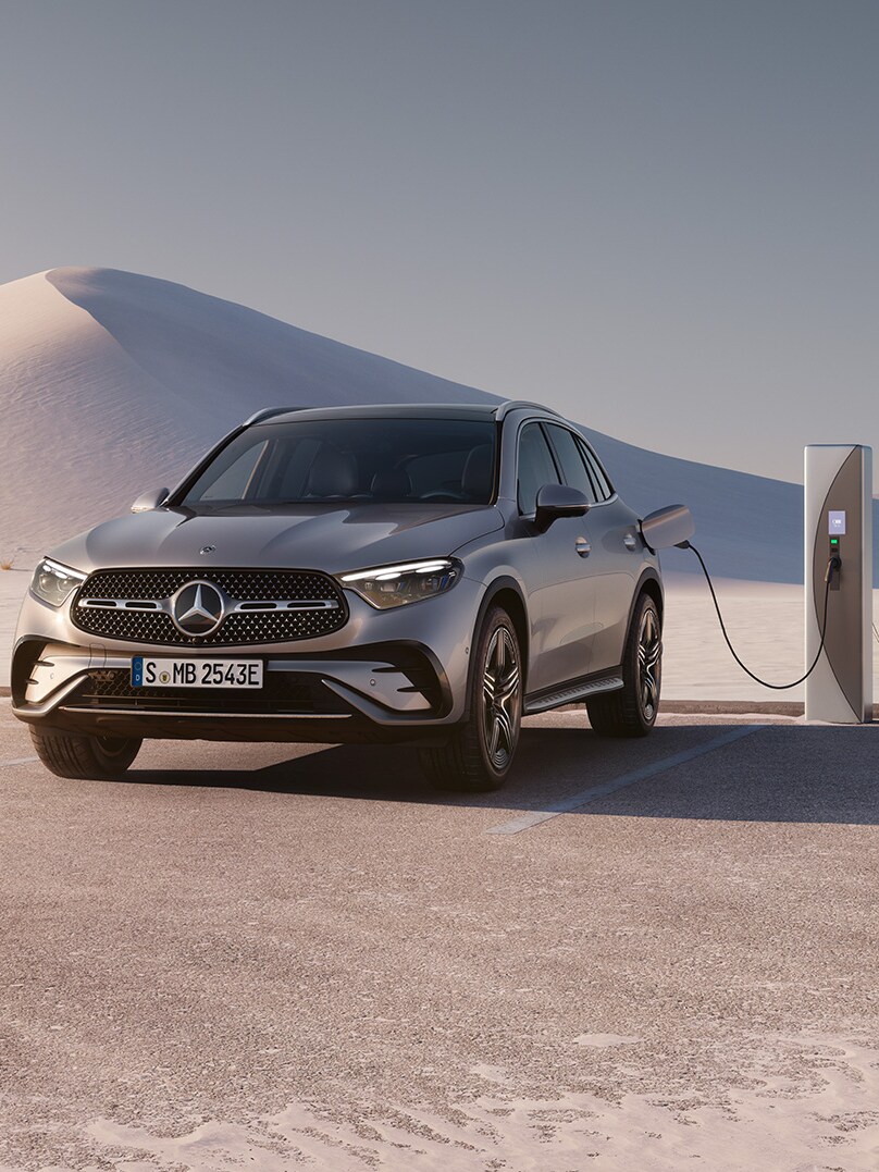 The image shows a rear view of the EQE from Mercedes-EQ.