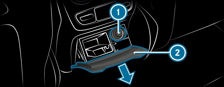 eqe cigarette lighter Using the cigarette lighter in the rear compartment | GLC SUV April 2019  X253 MBUX
